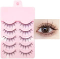 False Eyelashes, 5 Pairs, Synthetic Fibre, Individual Cluster, Strip Lashes, Natural Appearance, Manga Anime Korean Japanese Style, Pink