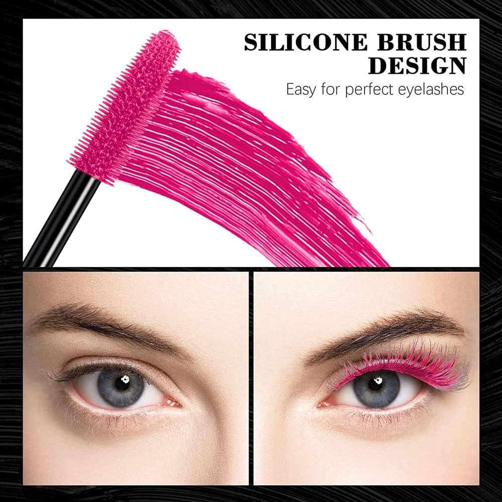 Colorful Mascara, Waterproof Long Lasting Thick Mascara/Rainbow Color 4D Silk Fiber Lash Charming Masacara (Pink)