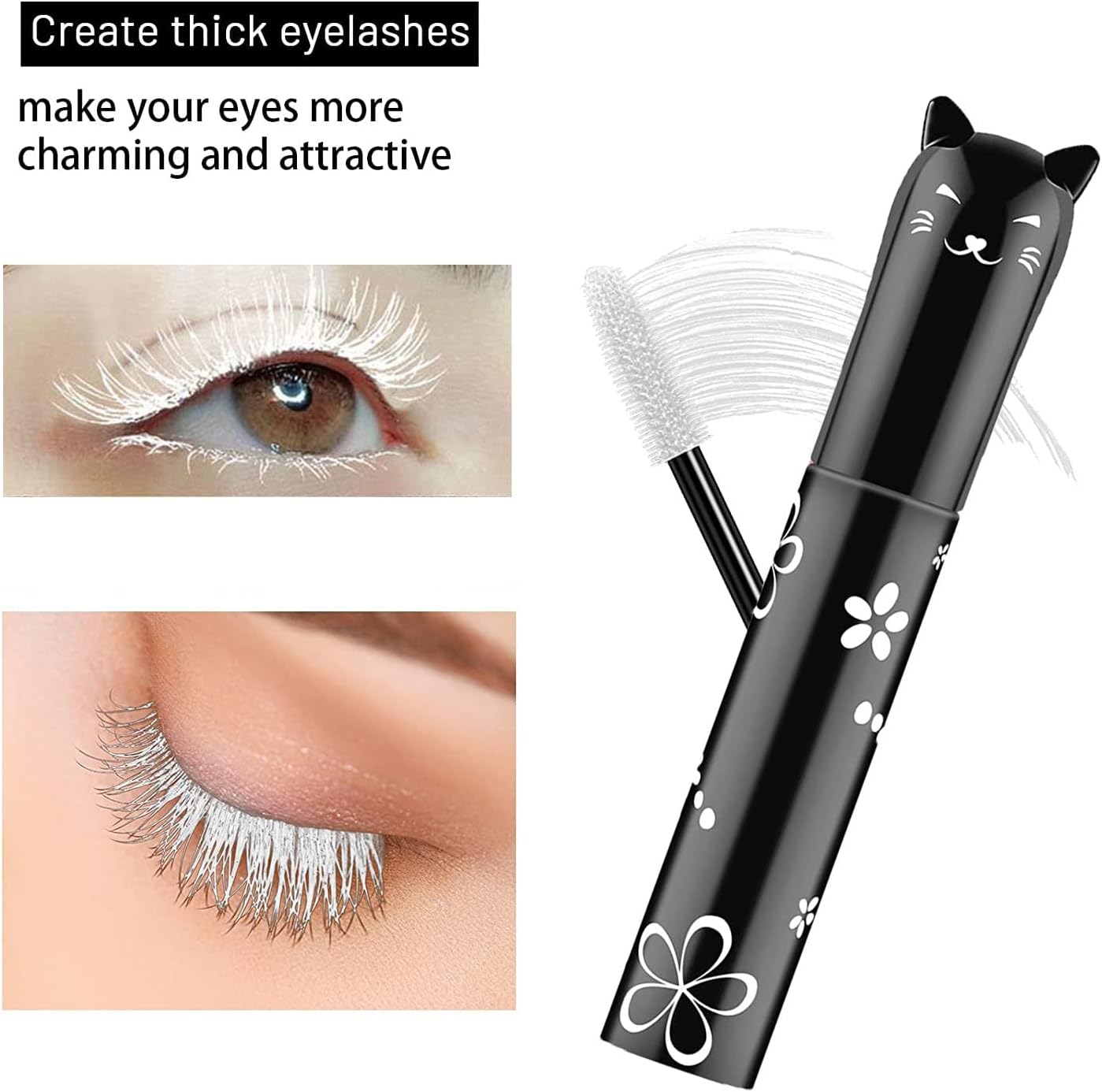 Colorful Mascara, Waterproof Long Lasting Thick Mascara/Rainbow Color 4D Silk Fiber Lash Charming Masacara (Pink)