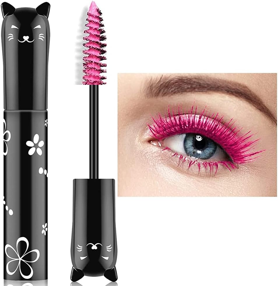 Colorful Mascara, Waterproof Long Lasting Thick Mascara/Rainbow Color 4D Silk Fiber Lash Charming Masacara (Pink)