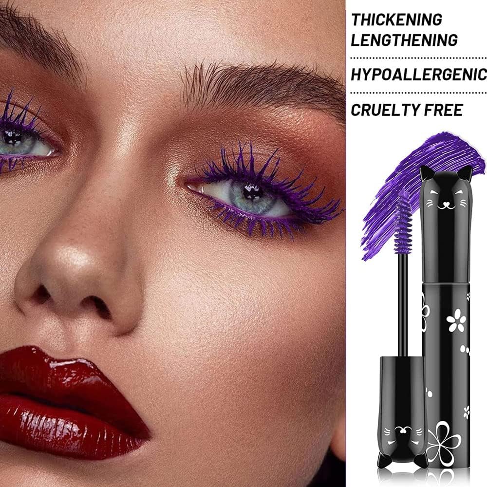 Colorful Mascara, Waterproof Long Lasting Thick Mascara/Rainbow Color 4D Silk Fiber Lash Charming Masacara (Pink)