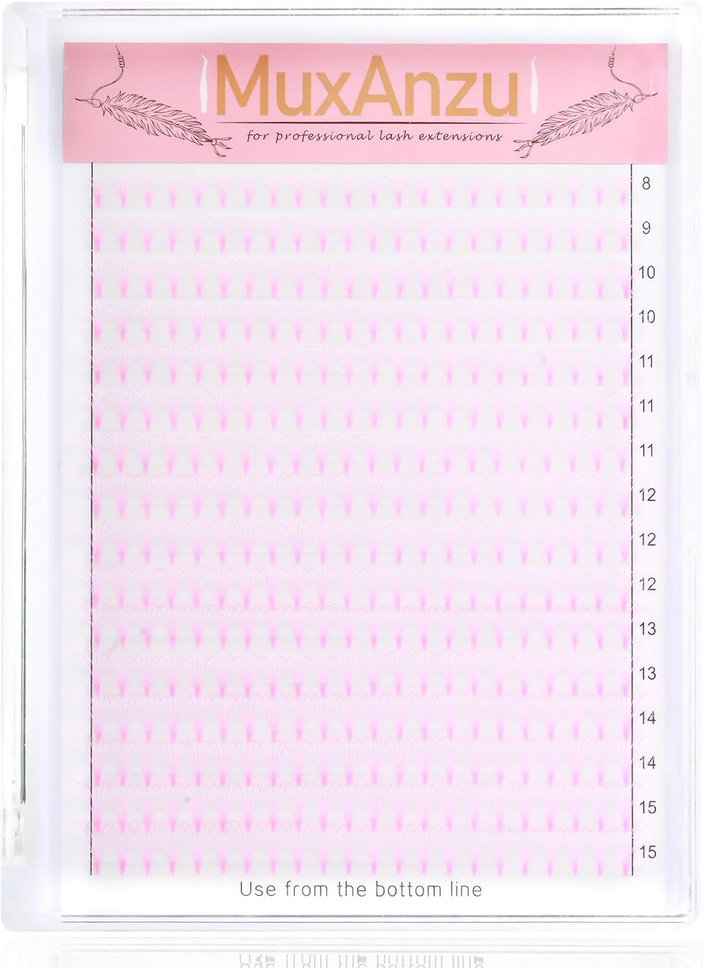 Colored Premade Fans Eyelash Extension Short Stem Volume Lash Extensions 5D Pink Blue Purple Brown 352 Clusters (Pink, 5D 0.10 C 8-15mm MIXED)