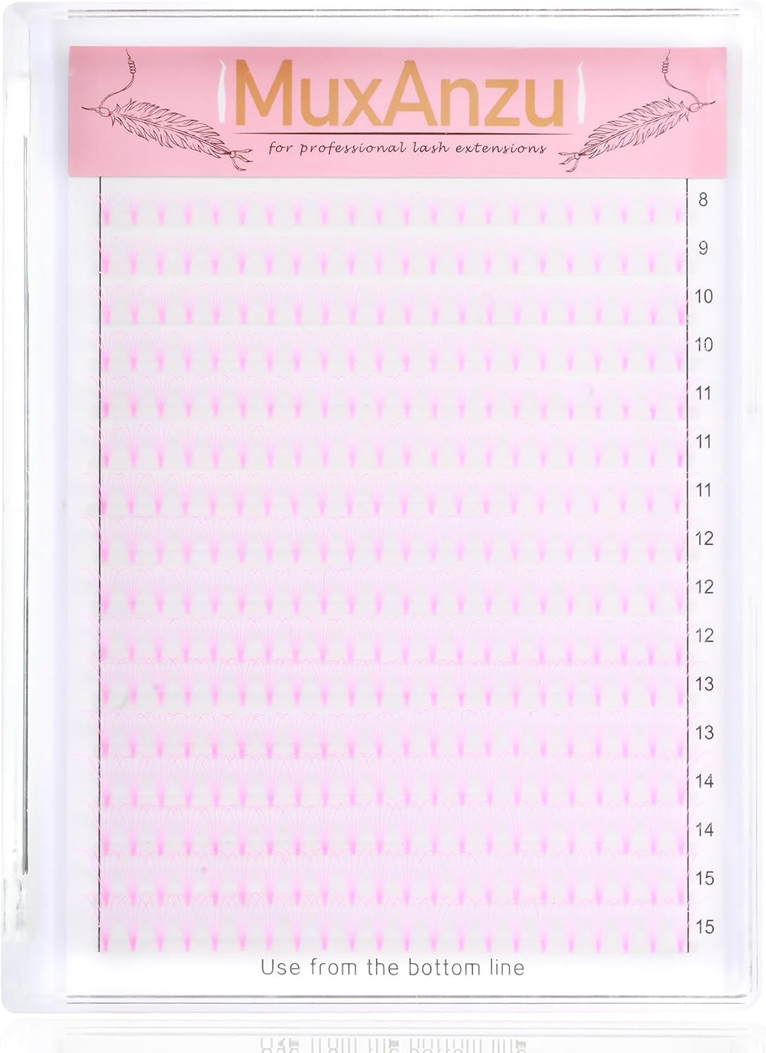 Colored Premade Fans Eyelash Extension Short Stem Volume Lash Extensions 5D Pink Blue Purple Brown 352 Clusters (Pink, 5D 0.10 C 8-15mm MIXED)