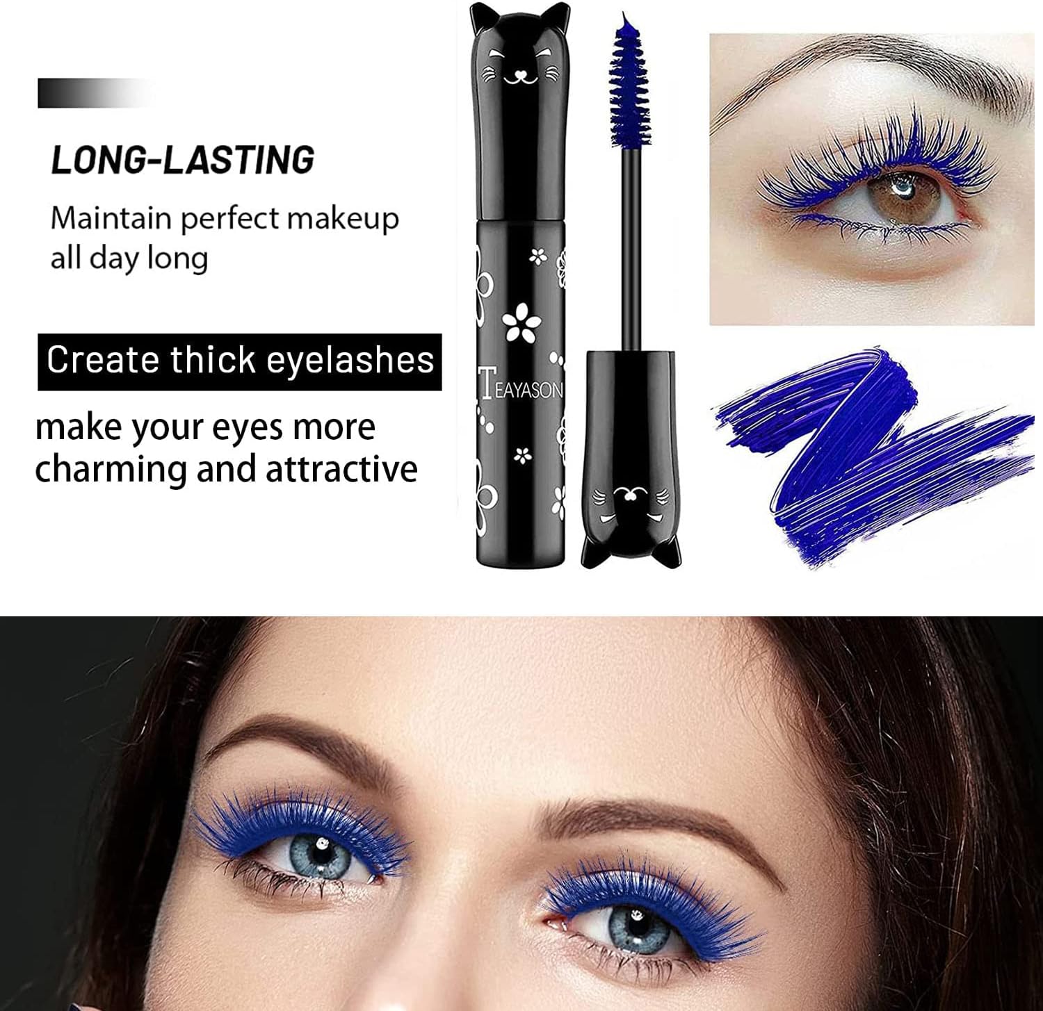 Colorful Mascara, Waterproof Long Lasting Thick Mascara/Rainbow Color 4D Silk Fiber Lash Charming Masacara (Pink)