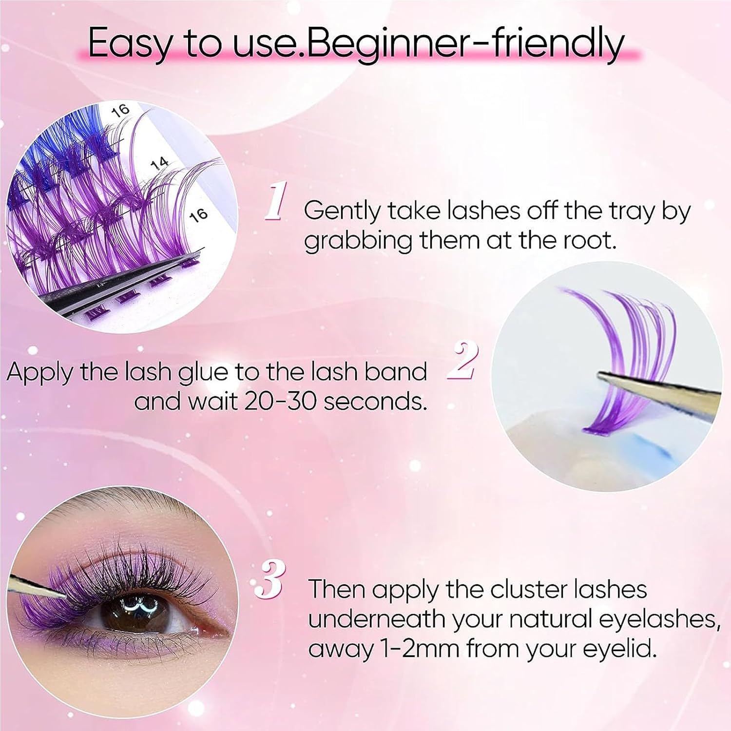Colored Lash Clusters Individual Lashes 120Pcs D Curl 14mm 16mm Mixed 6 Colors Rainbow DIY Eyelashes for Festivals Concert Dating Full of Volume Colored Lashes Extension Set Pack