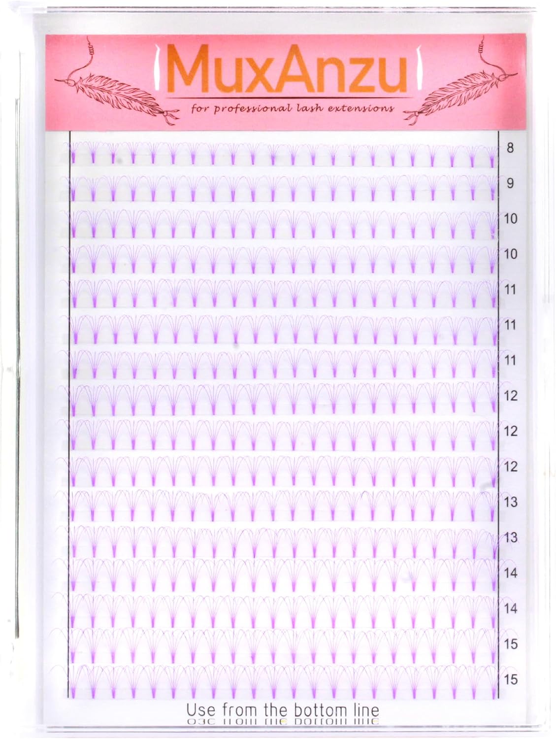 Colored Premade Fans Eyelash Extension Short Stem Volume Lash Extensions 5D Pink Blue Purple Brown 352 Clusters (Pink, 5D 0.10 C 8-15mm MIXED)