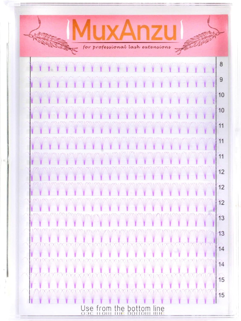 Colored Premade Fans Eyelash Extension Short Stem Volume Lash Extensions 5D Pink Blue Purple Brown 352 Clusters (Pink, 5D 0.10 C 8-15mm MIXED)