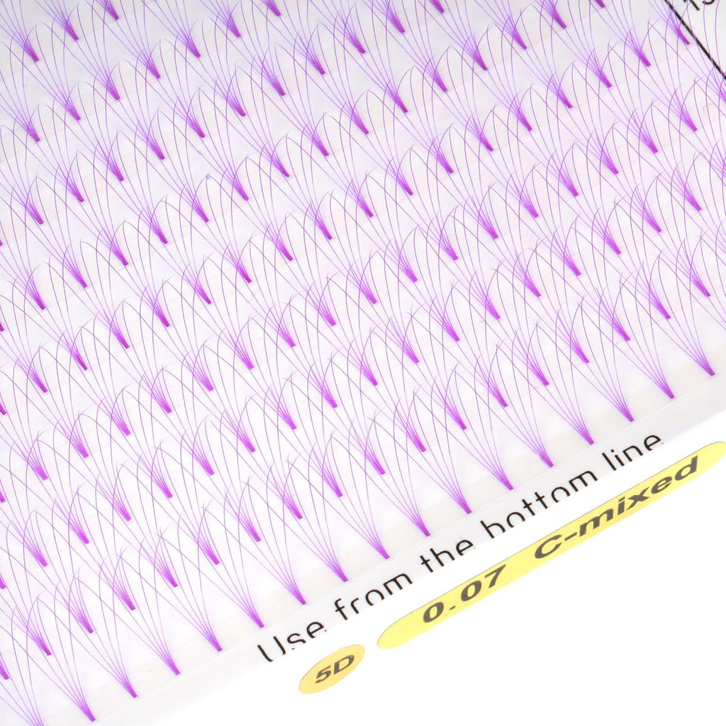 Colored Premade Fans Eyelash Extension Short Stem Volume Lash Extensions 5D Pink Blue Purple Brown 352 Clusters (Pink, 5D 0.10 C 8-15mm MIXED)