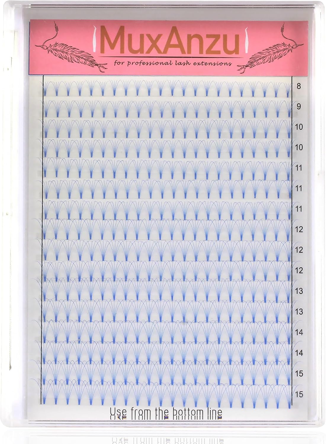 Colored Premade Fans Eyelash Extension Short Stem Volume Lash Extensions 5D Pink Blue Purple Brown 352 Clusters (Pink, 5D 0.10 C 8-15mm MIXED)