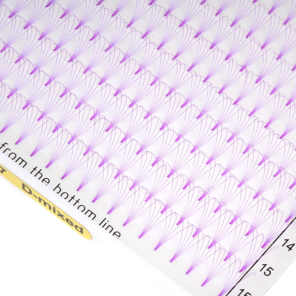 Colored Premade Fans Eyelash Extension Short Stem Volume Lash Extensions 5D Pink Blue Purple Brown 352 Clusters (Pink, 5D 0.10 C 8-15mm MIXED)