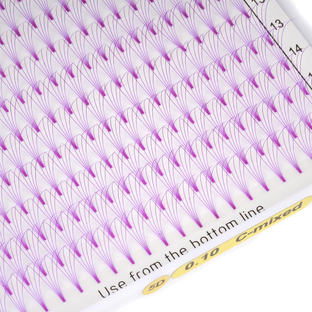 Colored Premade Fans Eyelash Extension Short Stem Volume Lash Extensions 5D Pink Blue Purple Brown 352 Clusters (Pink, 5D 0.10 C 8-15mm MIXED)