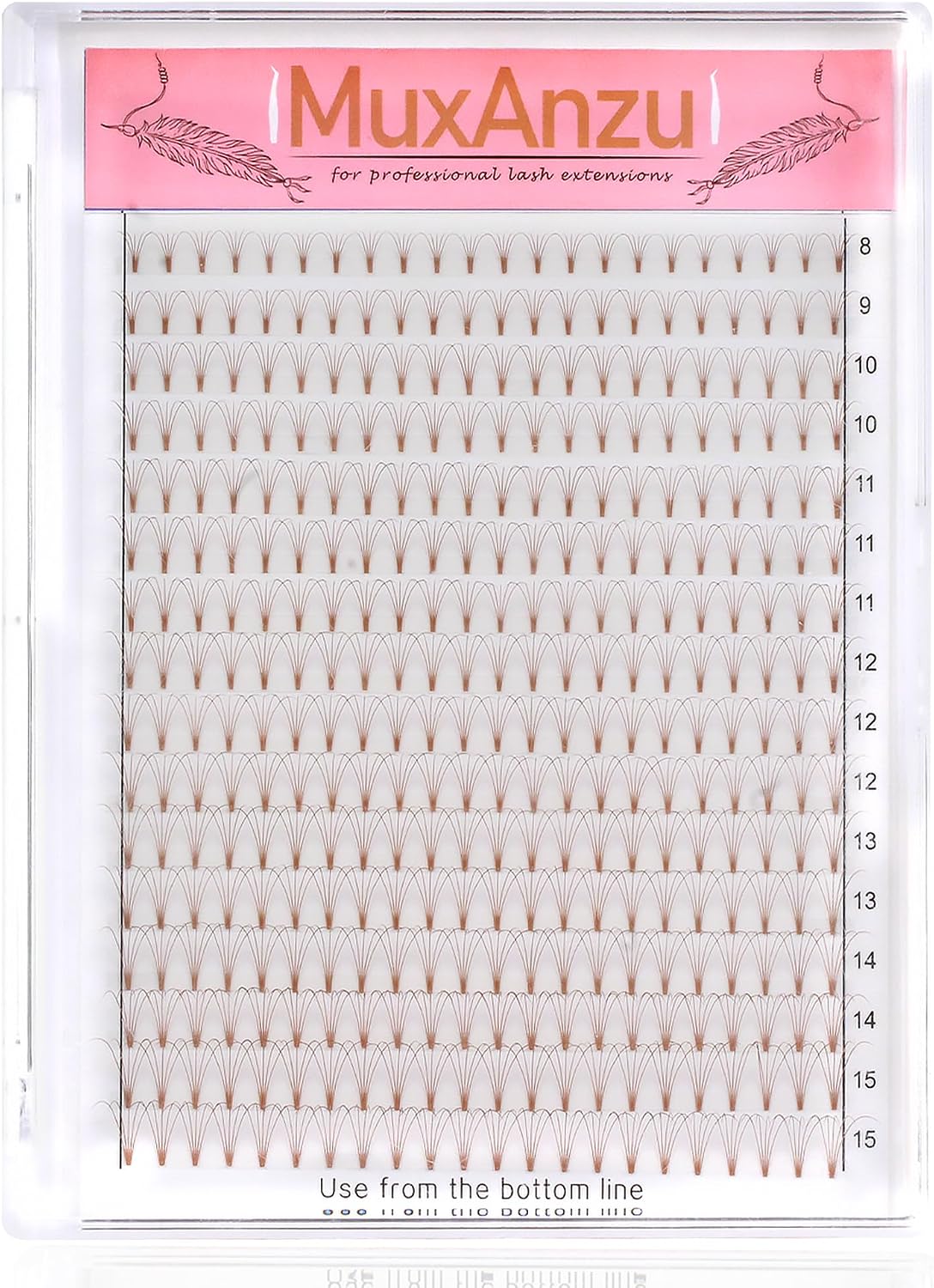 Colored Premade Fans Eyelash Extension Short Stem Volume Lash Extensions 5D Pink Blue Purple Brown 352 Clusters (Pink, 5D 0.10 C 8-15mm MIXED)