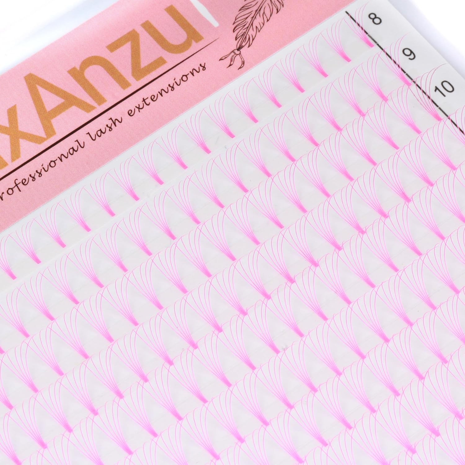 Colored Premade Fans Eyelash Extension Short Stem Volume Lash Extensions 5D Pink Blue Purple Brown 352 Clusters (Pink, 5D 0.10 C 8-15mm MIXED)