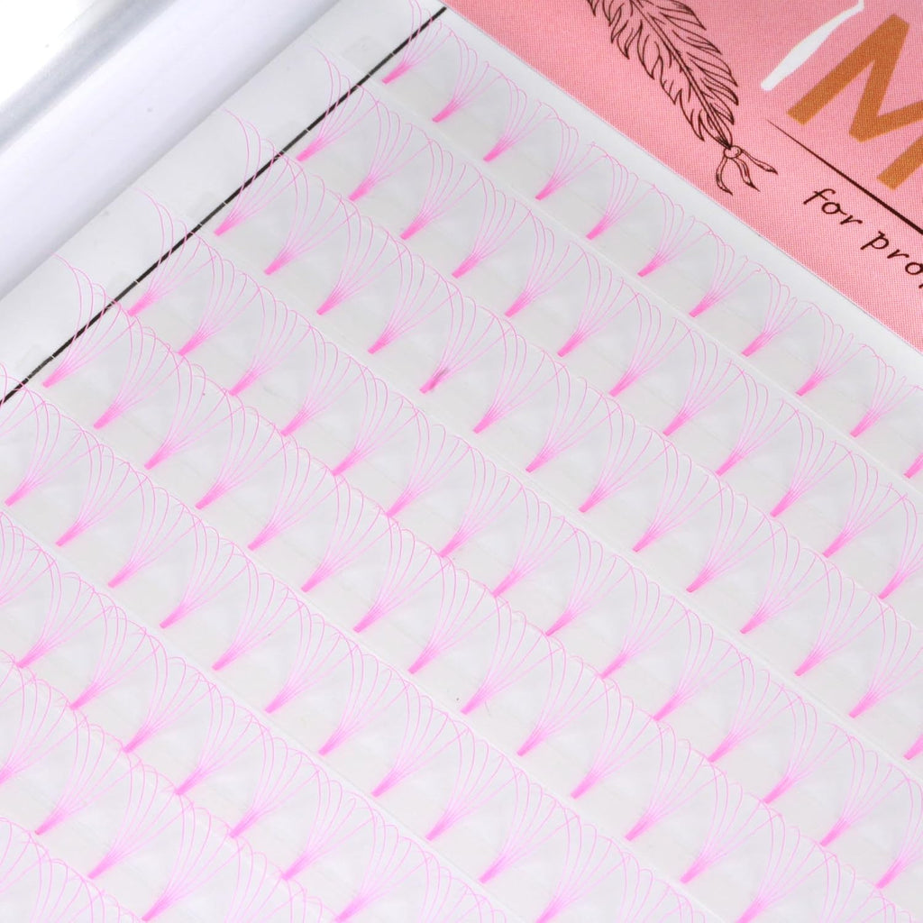 Colored Premade Fans Eyelash Extension Short Stem Volume Lash Extensions 5D Pink Blue Purple Brown 352 Clusters (Pink, 5D 0.10 C 8-15mm MIXED)