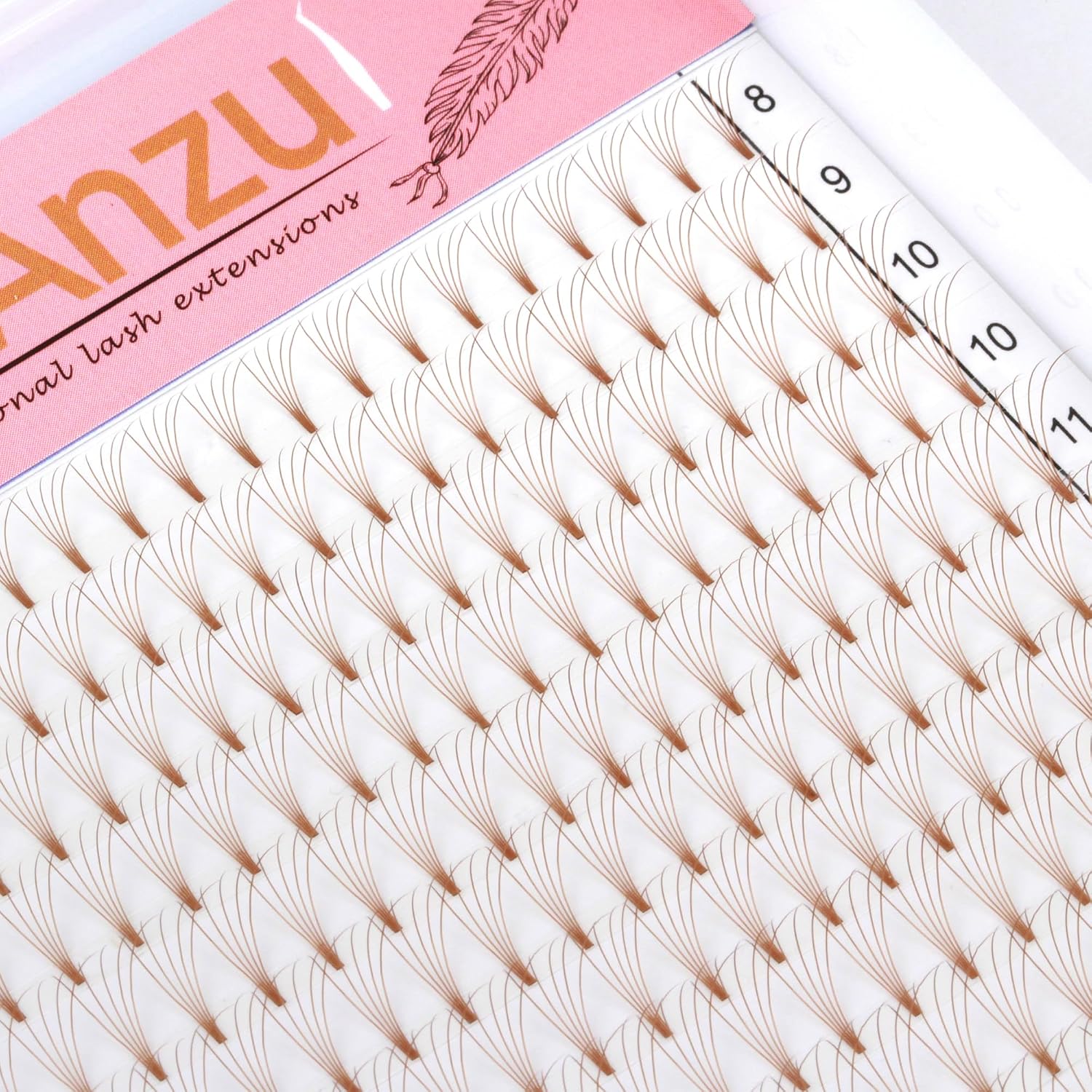 Colored Premade Fans Eyelash Extension Short Stem Volume Lash Extensions 5D Pink Blue Purple Brown 352 Clusters (Pink, 5D 0.10 C 8-15mm MIXED)