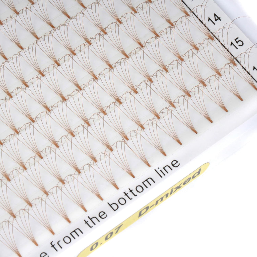 Colored Premade Fans Eyelash Extension Short Stem Volume Lash Extensions 5D Pink Blue Purple Brown 352 Clusters (Pink, 5D 0.10 C 8-15mm MIXED)