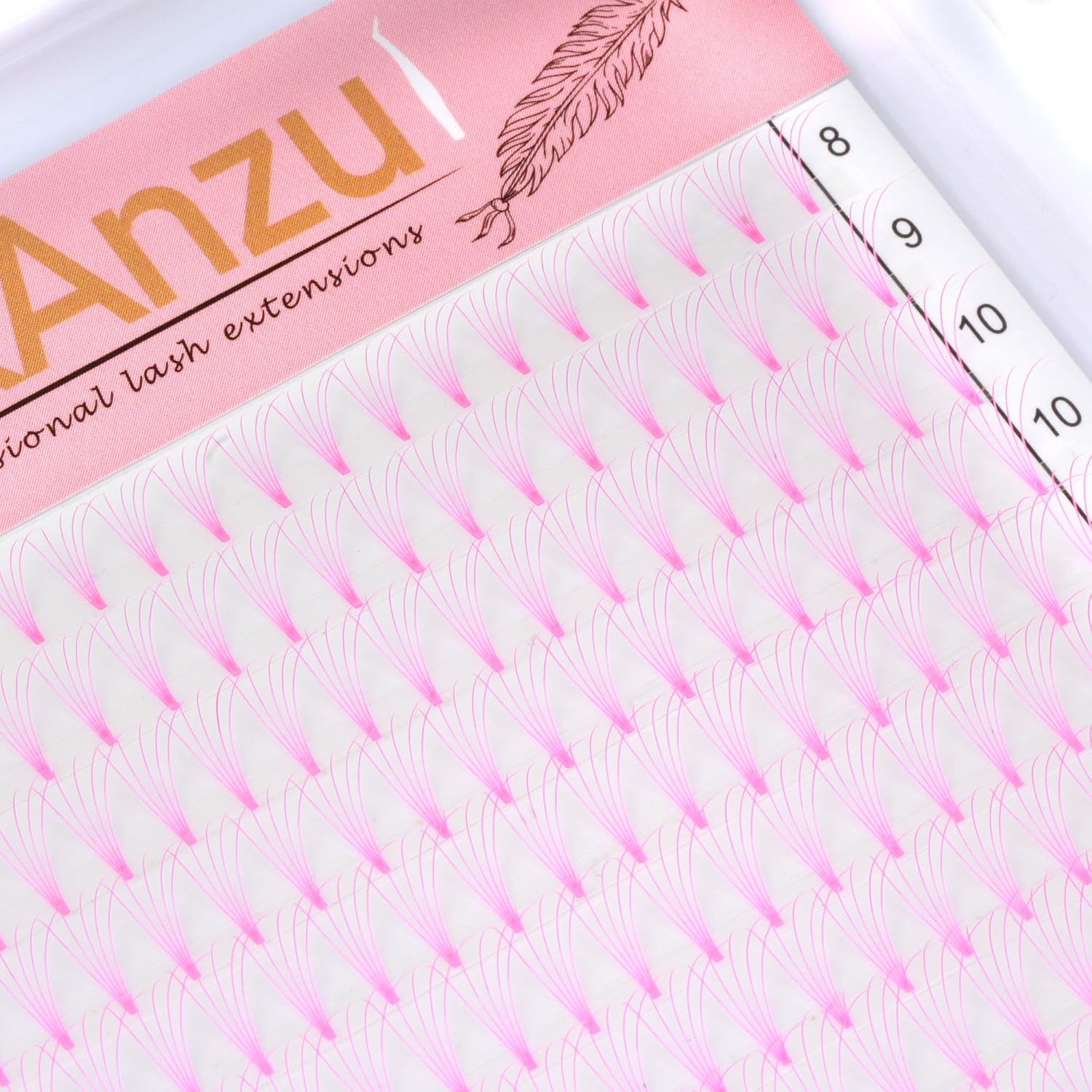 Colored Premade Fans Eyelash Extension Short Stem Volume Lash Extensions 5D Pink Blue Purple Brown 352 Clusters (Pink, 5D 0.10 C 8-15mm MIXED)