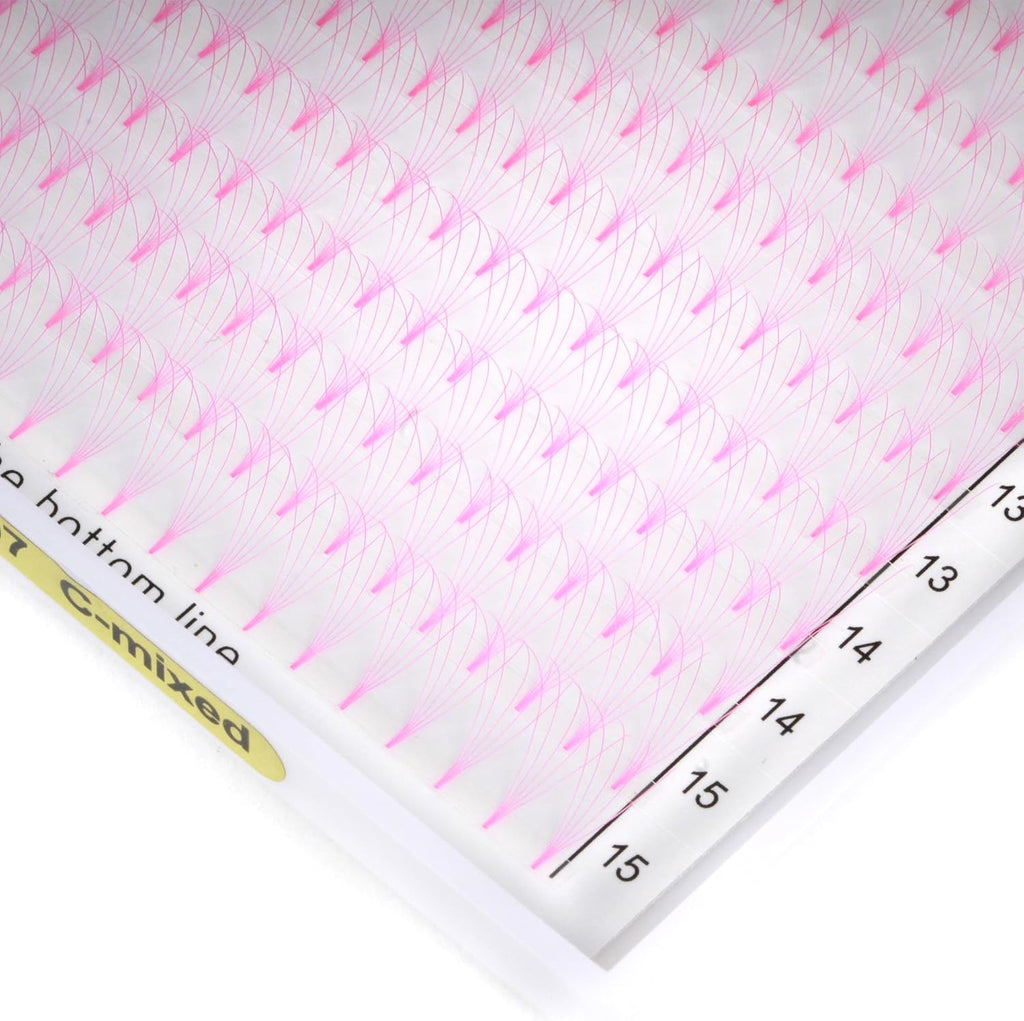 Colored Premade Fans Eyelash Extension Short Stem Volume Lash Extensions 5D Pink Blue Purple Brown 352 Clusters (Pink, 5D 0.10 C 8-15mm MIXED)